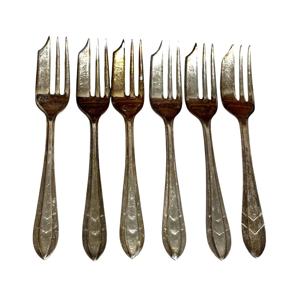 Vintage Loxley Silverplated pastry forks (6) Maurice Stables Sheffield England